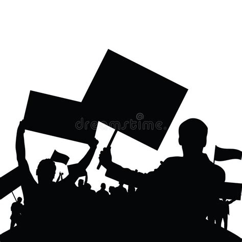 Protest People Silhouette Vector With Group In The Back Set Three Stock