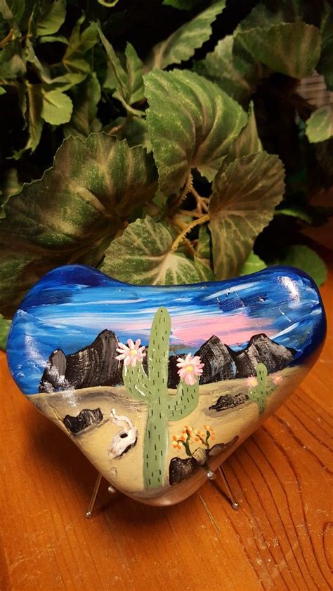 Desert Heart Painted Rock Artist Anita Schmidt Rock Painting Art