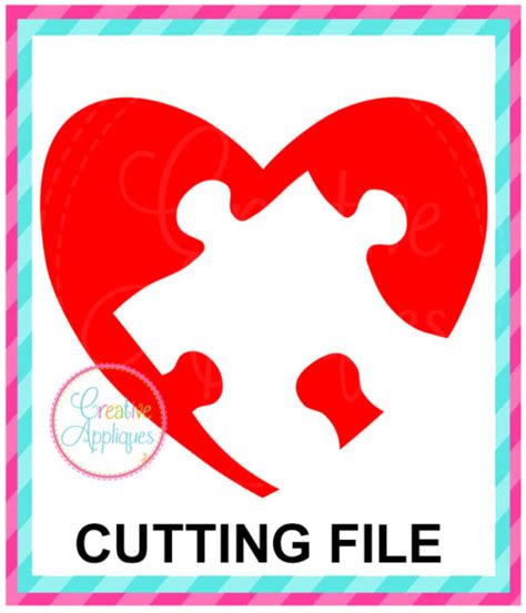 Puzzle Piece Heart Cutting File Svg Dxf Eps Creative Appliques