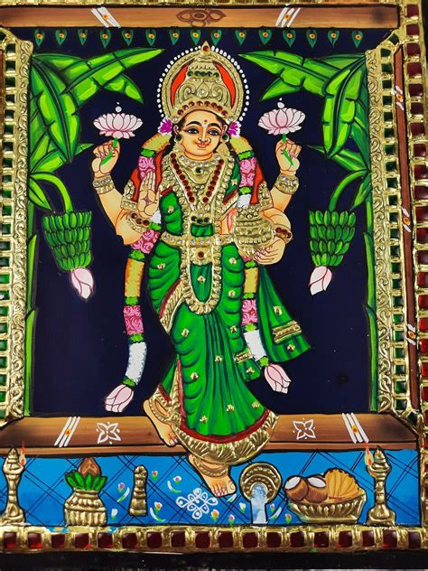 K Gold X Graha Lakshmi Vastu Laxmi Tanjore Painting Etsy