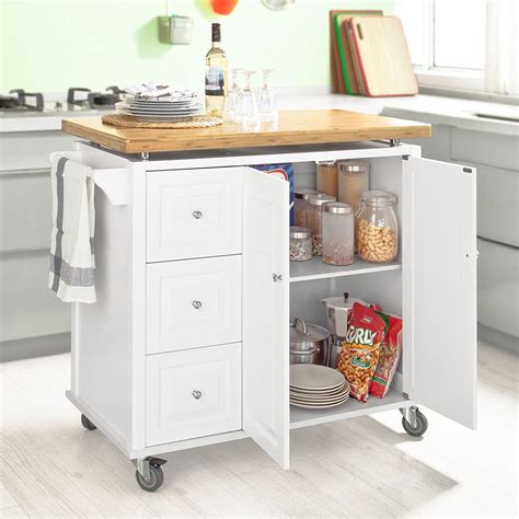 Sobuy Fkw Wn Desserte Sur Roulettes Meuble Chariot De Cuisine De