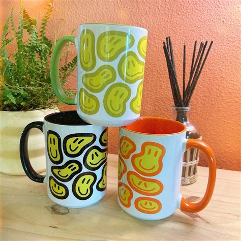 Coffee Mug Smile Faces, Melted Smiles, Retro Vibes, 90s Vibes, Hippy ...