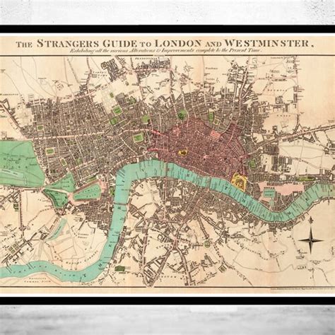 Old Map Of London Map 1880 Vintage Poster Wall Art Print Etsy