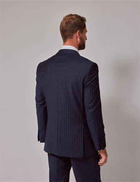 Mens Navy Chalk Stripe Classic Fit Suit Hawes And Curtis