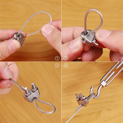 Jizzu 12 Pcs M3 Cable Clamps Heavy Duty 304 Stainless Steel U Bolts Wire Rope Clamps Support A