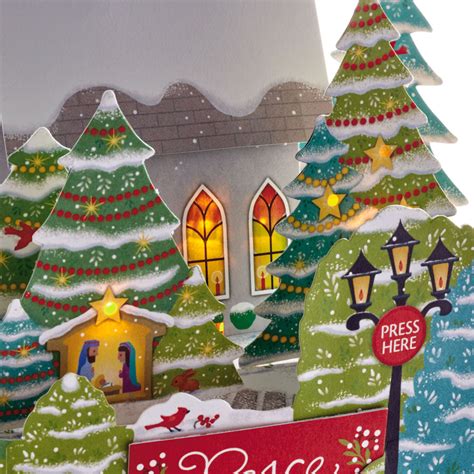 The First Noel Church Pop Up Musical Christmas Card With Light