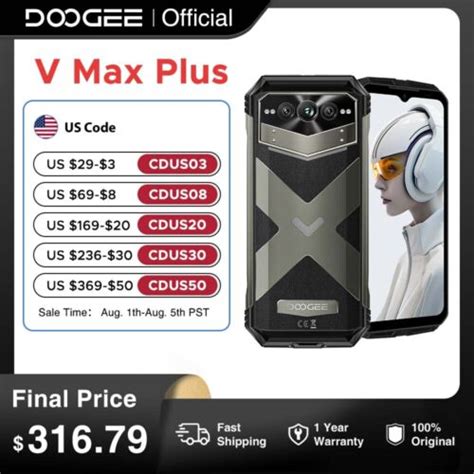 DOOGEE V Max Plus Rugged Phone 22000mAh 36GB 16 20 512GB 200MP Camera