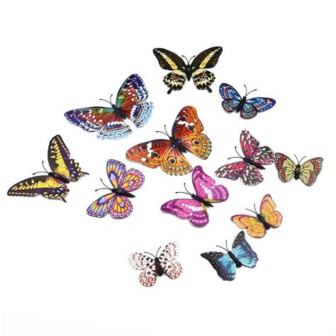 Glow In The Dark 12pcs 3d Butterfly Wall Stickers For Bedroom And Walls