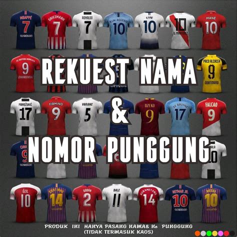 Jual PASANG NAMA NOMOR PUNGGUNG Nama Team Tim Nomor Untuk Kaos Olah