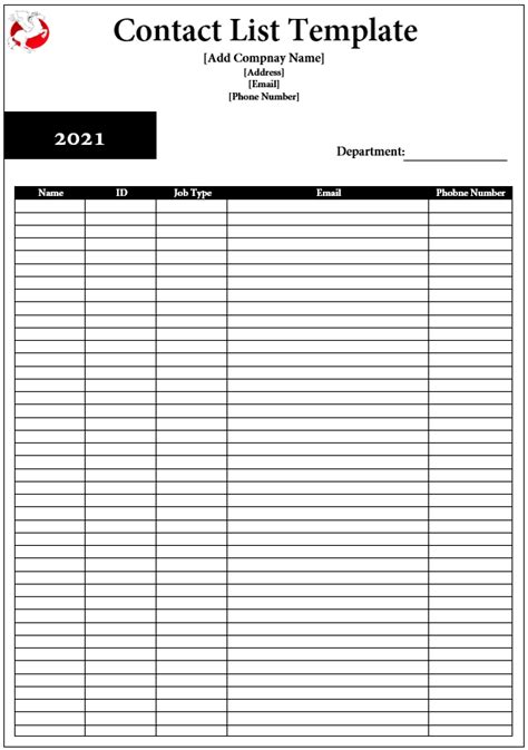 Contact List Template