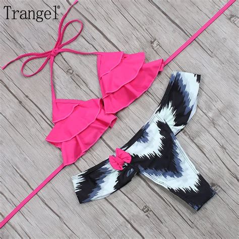 Trangel Sexy Bikinis Mujeres Push Up Swimsuit Brasile O Bikini Set