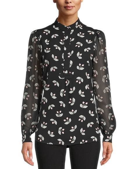 Anne Klein Printed Mock Neck Top Macys