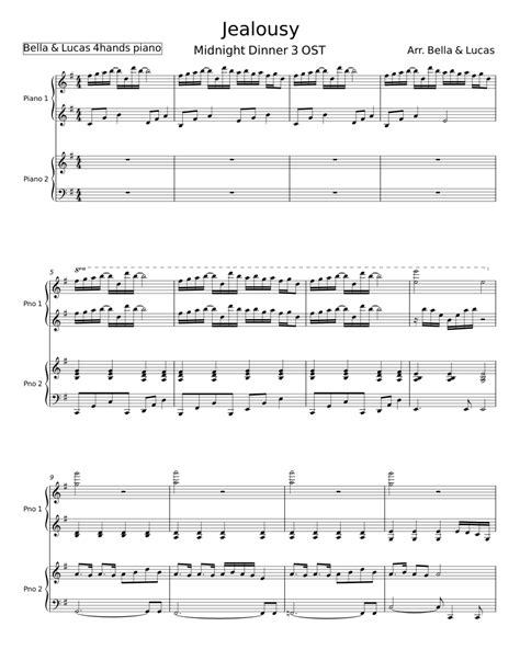 Jealousy Sheet Music For Piano Piano Duo