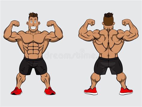 Vector Illustration Muscle Man Full Body Front and Back View. Stock Vector - Illustration of ...