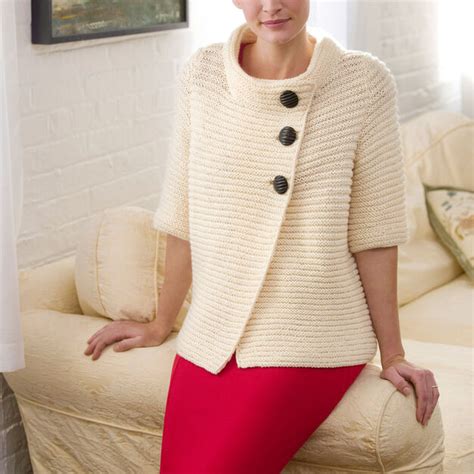 Red Heart Knit Ribbed Cardigan Yarnspirations Knitting Patterns Free Cardigans Knit