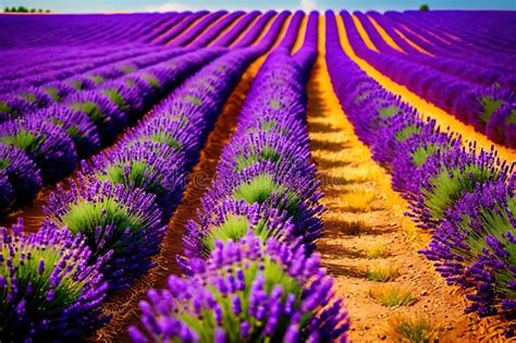 Field of Purple Lilac Flowers in Bloom, European Agriculture Crop ... 
