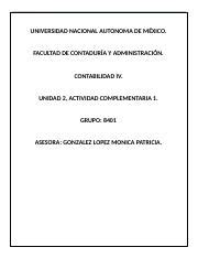 Unidad Actividad Complementaria Docx Universidad Nacional