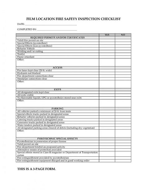 Workplace Safety Inspection Checklist Template Word