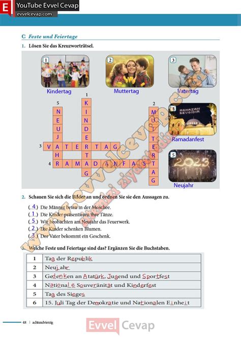 9 Sınıf Almanca A1 1 Çalışma Kitabı Cevapları Sayfa 48