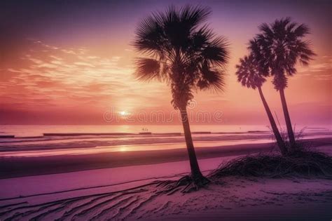 Puesta De Sol Relajante En Una Playa Tropical Con Palmeras Perfecto