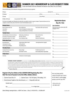 Fillable Online Rce Csuchico U21 Membership Class Request Form Fax