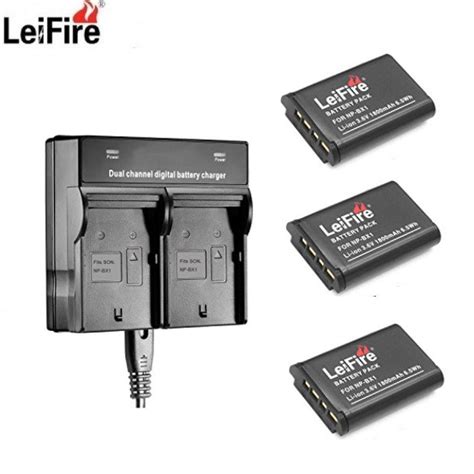 Leifire Pcs Np Bx Lithium Ion Batteries With Dual Bay Ac Charger