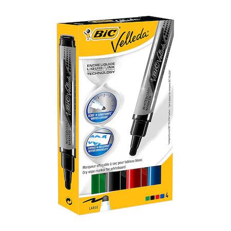 Whiteboard Marker BIC ECO Velleda 1704 Multicolor Varf 1 3 Mm 4 Buc Set