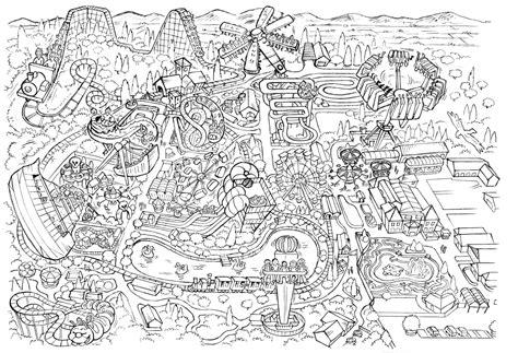 Lightwater Valley theme park map illustration on Behance