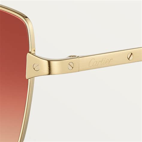 Cresw Santos De Cartier Sunglasses Smooth And Brushed Golden