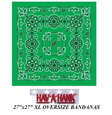 Hav A Hank XL BIG OVER SIZE GREEN PAISLEY 27 BANDANA Head Wrap Face