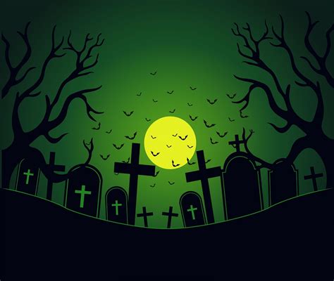 Halloween Day with Spooky Cemetery Area 679025 Vector Art at Vecteezy