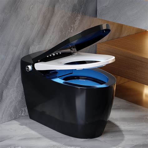 One-Piece Elongated Black Toilet Floor Mounted Automatic Smart Toilet