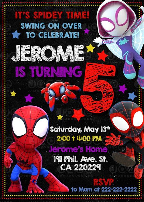 Spidey And His Amazing Friends Invitation Spidey Invite Spidey