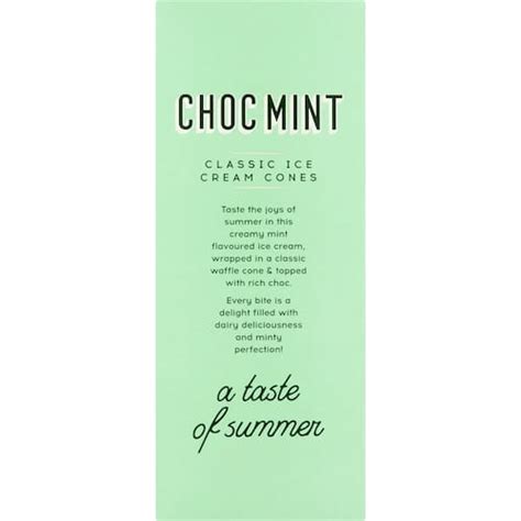 Woolworths Ice Cream Cones Choc Mint 4 Pack 475ml Bunch