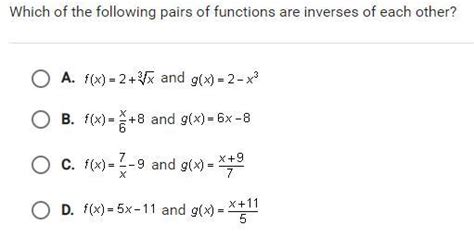 📈which Of The Following Pairs Of Functions Are Inverses Of Each Other