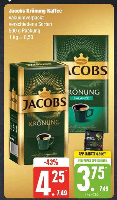 Jacobs Krönung Kaffee vakuumverpackt verschiedene Sorten 500 g Angebot