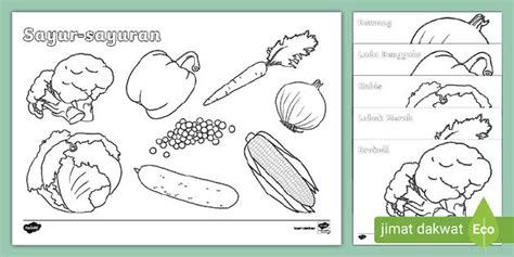 Lembaran Mewarna Sayur Sayuran Professor Feito Twinkl