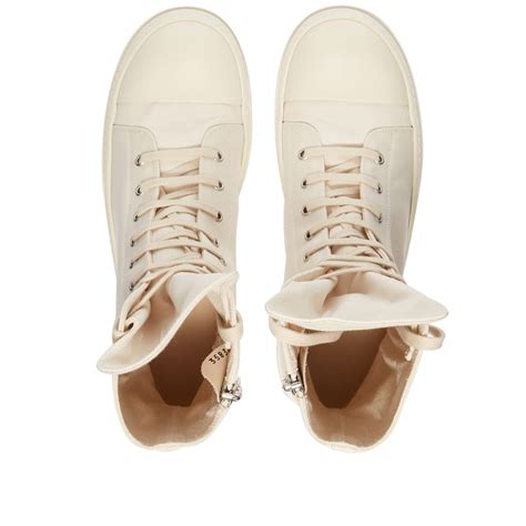 Rick Owens DRKSHDW Sneaks Cotton Nylon LOGO Hi Top Sneaker Natural