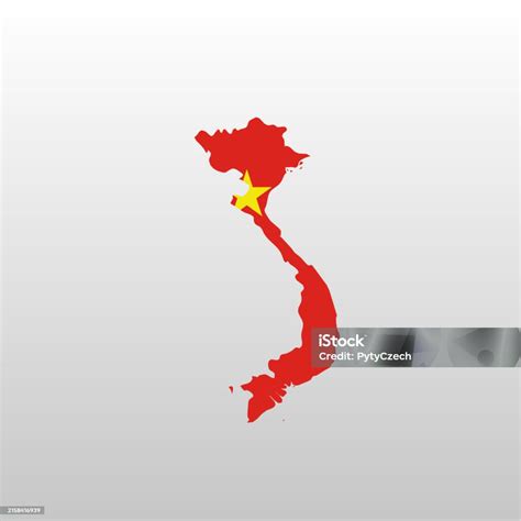 Vietnam National Flag In Country Map Silhouette Stock Illustration