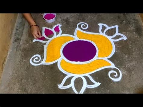 Chithirai Madham Colour Kolam Designs 5 Dots Pandaga Muggulu Color