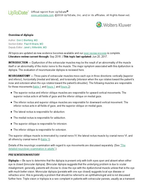 Overview of Diplopia | PDF | Ophthalmology | Human Anatomy
