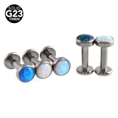 G G Titanium Opal Lip Rings Internal Thread Stud Rings Piercing