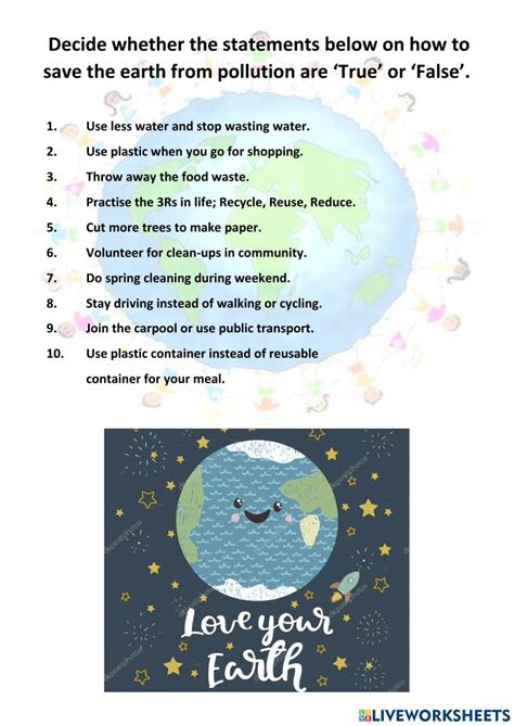 How To Save The Earth 750134 Diyus86 Liveworksheets