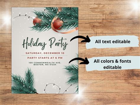 Editable Holiday Party Invitation Template Printable Christmas Party