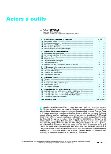 SOLUTION Aciers Outils Studypool