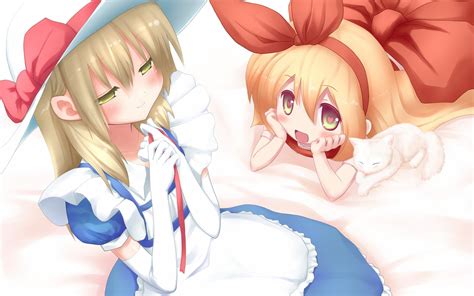 Two Female Anime Character On Bed Illustration HD Wallpaper Wallpaper