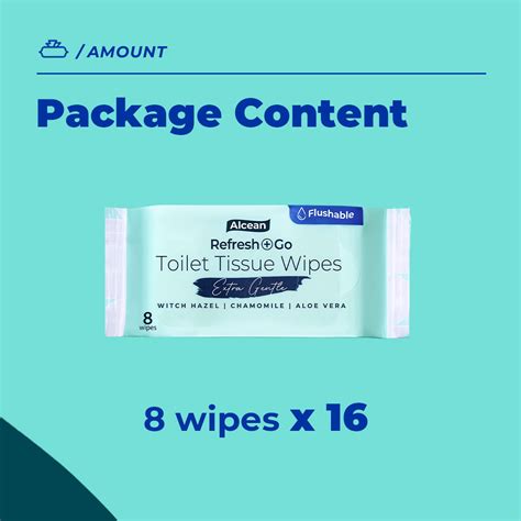 Alcean Flushable Toilet Wipes 8 Wipes 8 Packs 16 Packs Alcean