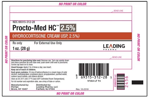 Rx Item Procto Med Hydrocortisone 25 28 Gm Cream By Leading Pharma