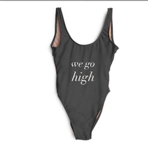 We Go High Letters Printed 2017 Summer Beach Sexy High Cut One Piece