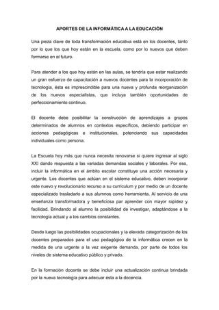 Aportes De La Inform Tica A La Educaci N Pdf